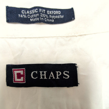 Chemise CHAPS Homme XL/XXL Blanche Manches Longues Matière Oxford