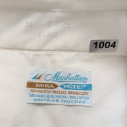 Manhattan Chemise Vintage Blanche Unie Manches Longues Homme Taille L