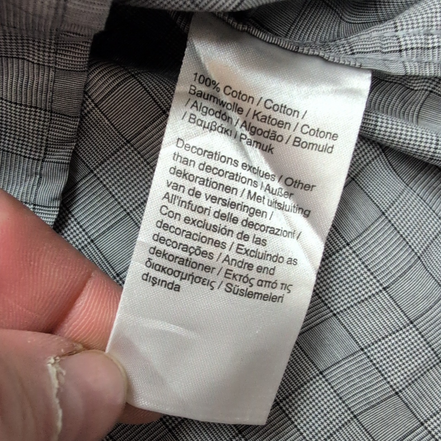 Chemise Lacoste 41 L Slim Fit Gris Carreaux Logo Brodé manches longues
