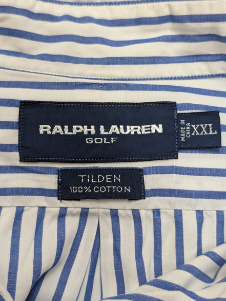 Chemise Ralph Lauren Golf Tilden XXL 3XL Rayures Bleues Shirt Button Down