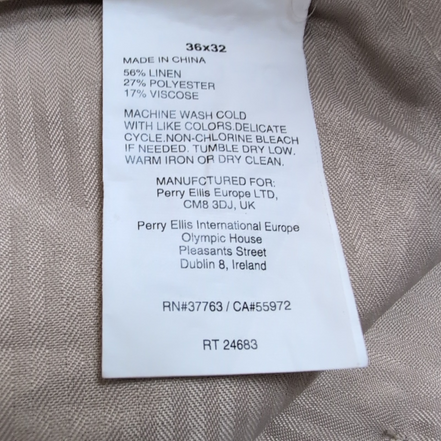 Pantalon Cuba Vera Lin Mélangé Crème Chino Taille W36 L32