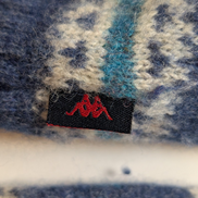 Pull KAPPA Laine Bleu et Vert à Rayures Motifs Hiver Femme Taille L