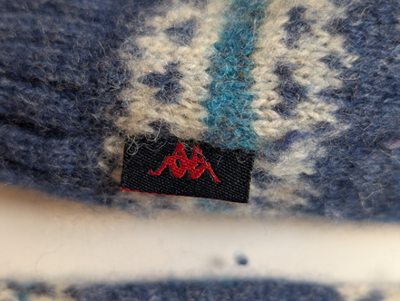 Pull KAPPA Laine Bleu et Vert à Rayures Motifs Hiver Femme Taille L