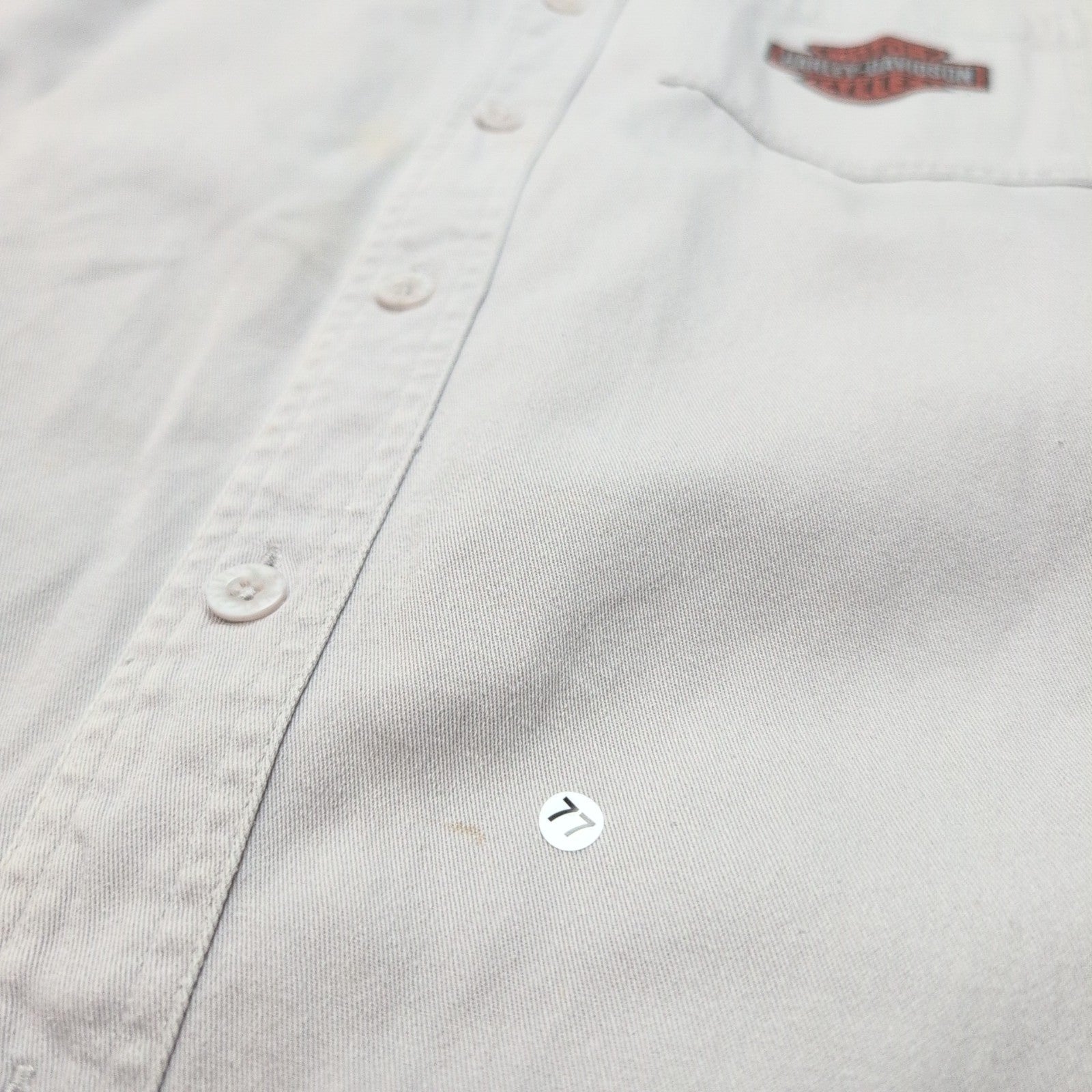 Chemise Harley Davidson L Sans Manches Crème Coton Logo Dos Poche