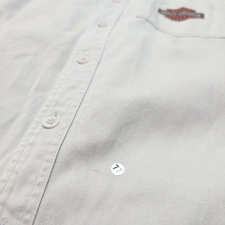 Chemise Harley Davidson L Sans Manches Crème Coton Logo Dos Poche