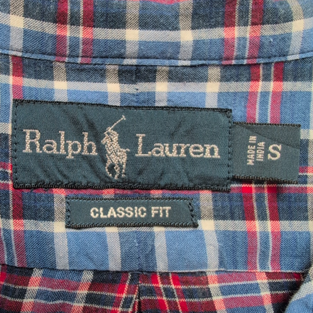Chemise Ralph Lauren Taille S Classic Fit Carreaux Bleu Rouge Manches Courtes
