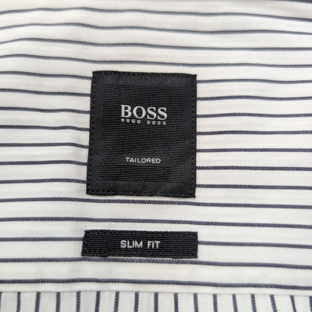 Chemise HUGO BOSS 100% Coton XL Slim Fit Blanche Poignets Mousquetaires