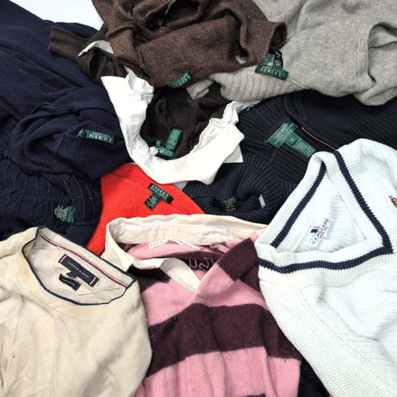 LOT 11 PULLS FEMME - 9x RALPH LAUREN - TOMMY - US POLO - À RÉPARER