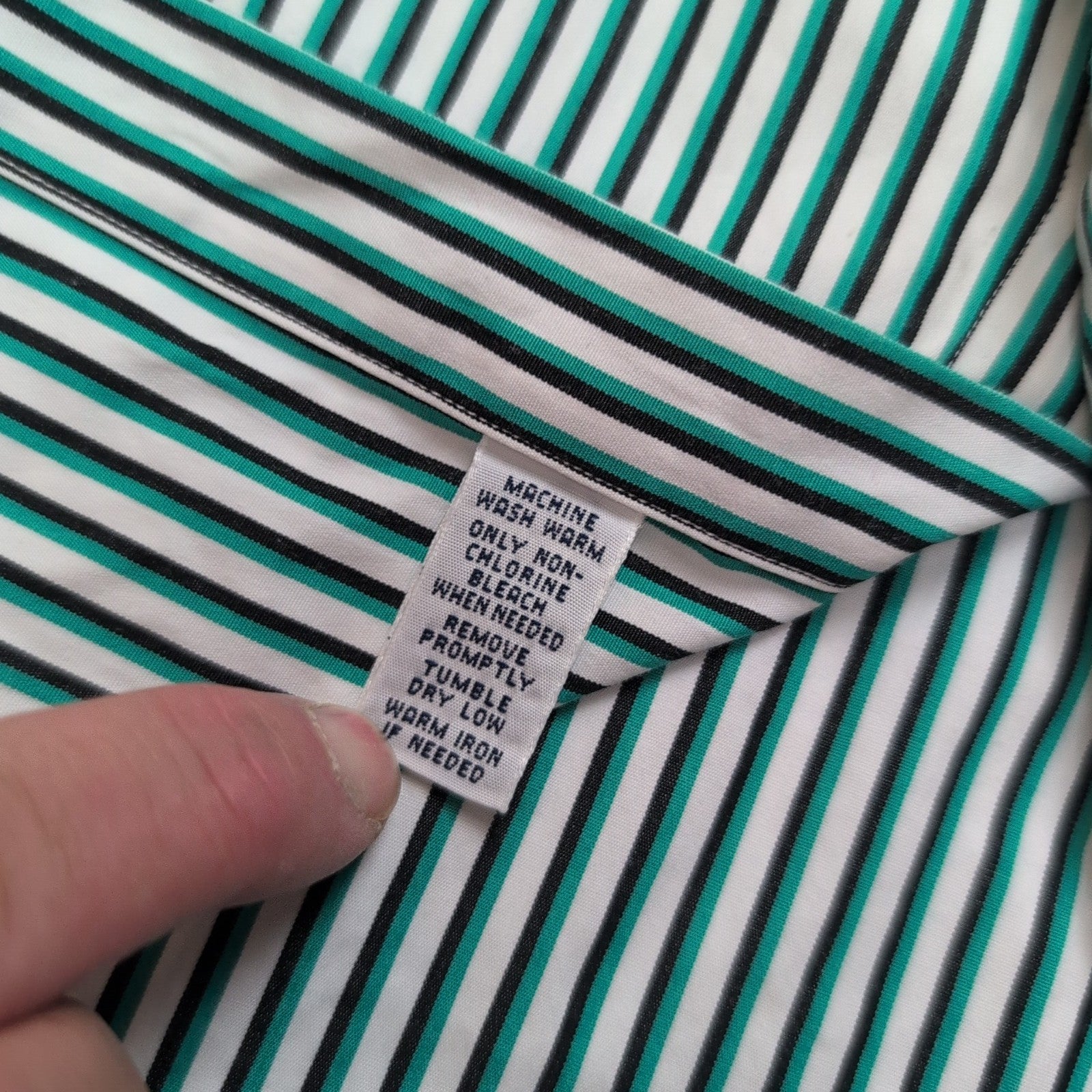 Chemise Polo Ralph Lauren L Rayures Vert Noir Made in Hong Kong manches longues
