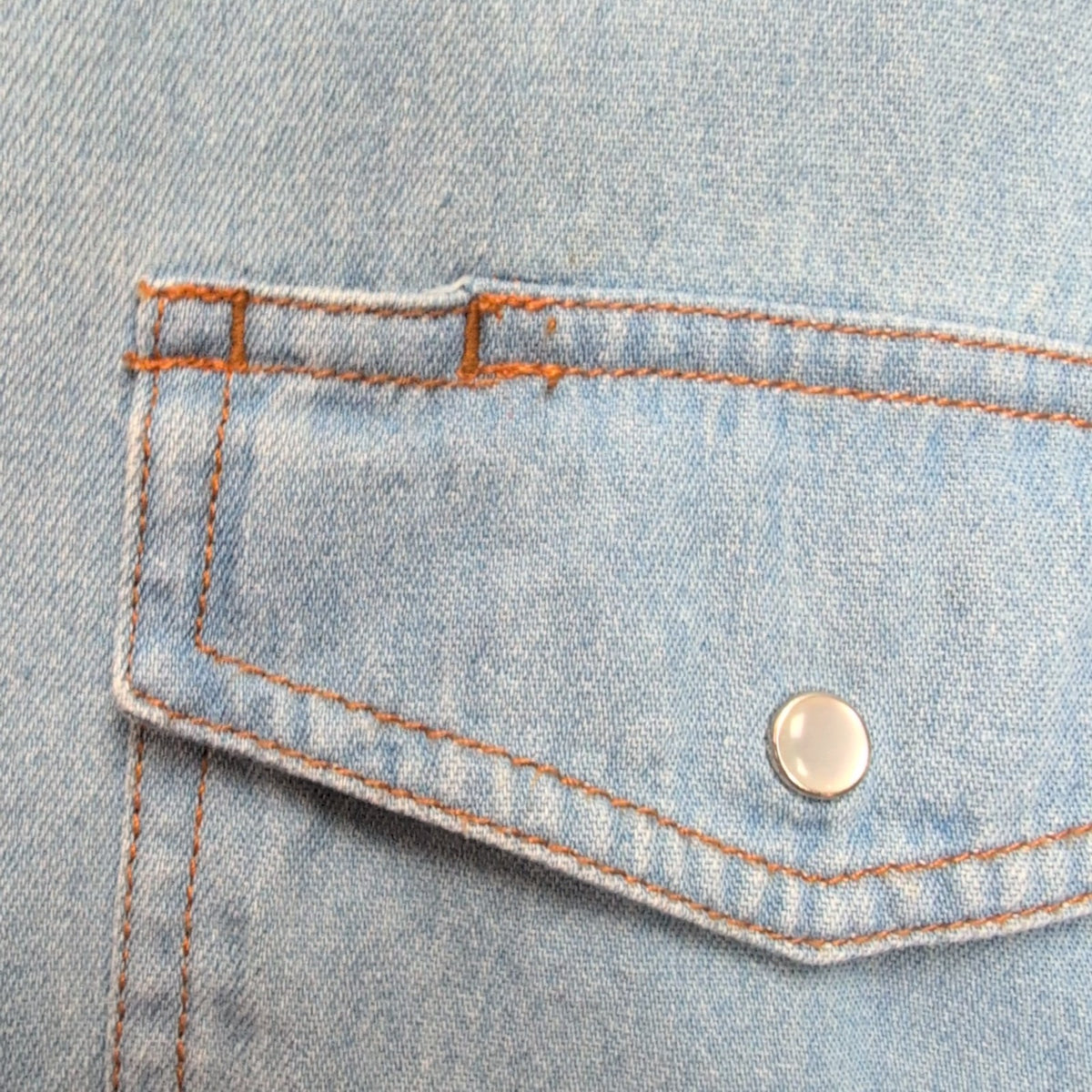 Chemise Western Plains XL jean bleu clair boutons pression manches courtes