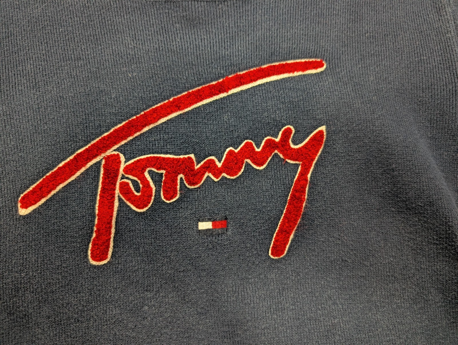 Sweat Tommy Hilfiger vintage bleu marine enfant col rond taille M