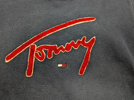 Sweat Tommy Hilfiger vintage bleu marine enfant col rond taille M