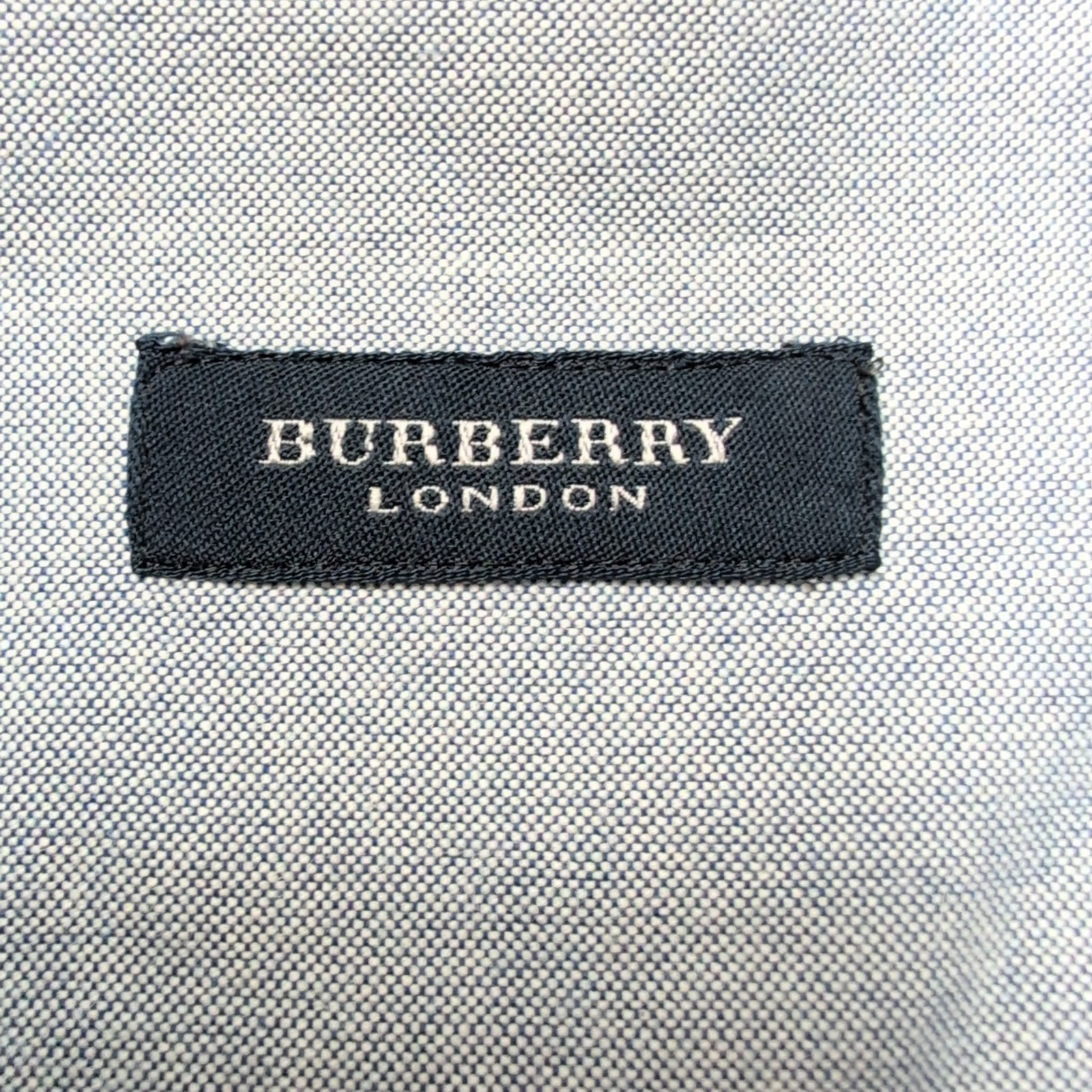 Chemise BURBERRY L Bleu Oxford Logo Rouge 100% Coton Manches Longues