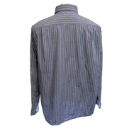 Chemise Sean John XL/XXL Bleue Rayures Blanches 100% Coton Manches Longues