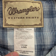 Chemise Wrangler Manches Courtes Bleue Carreaux à Poches Style Western Taille L