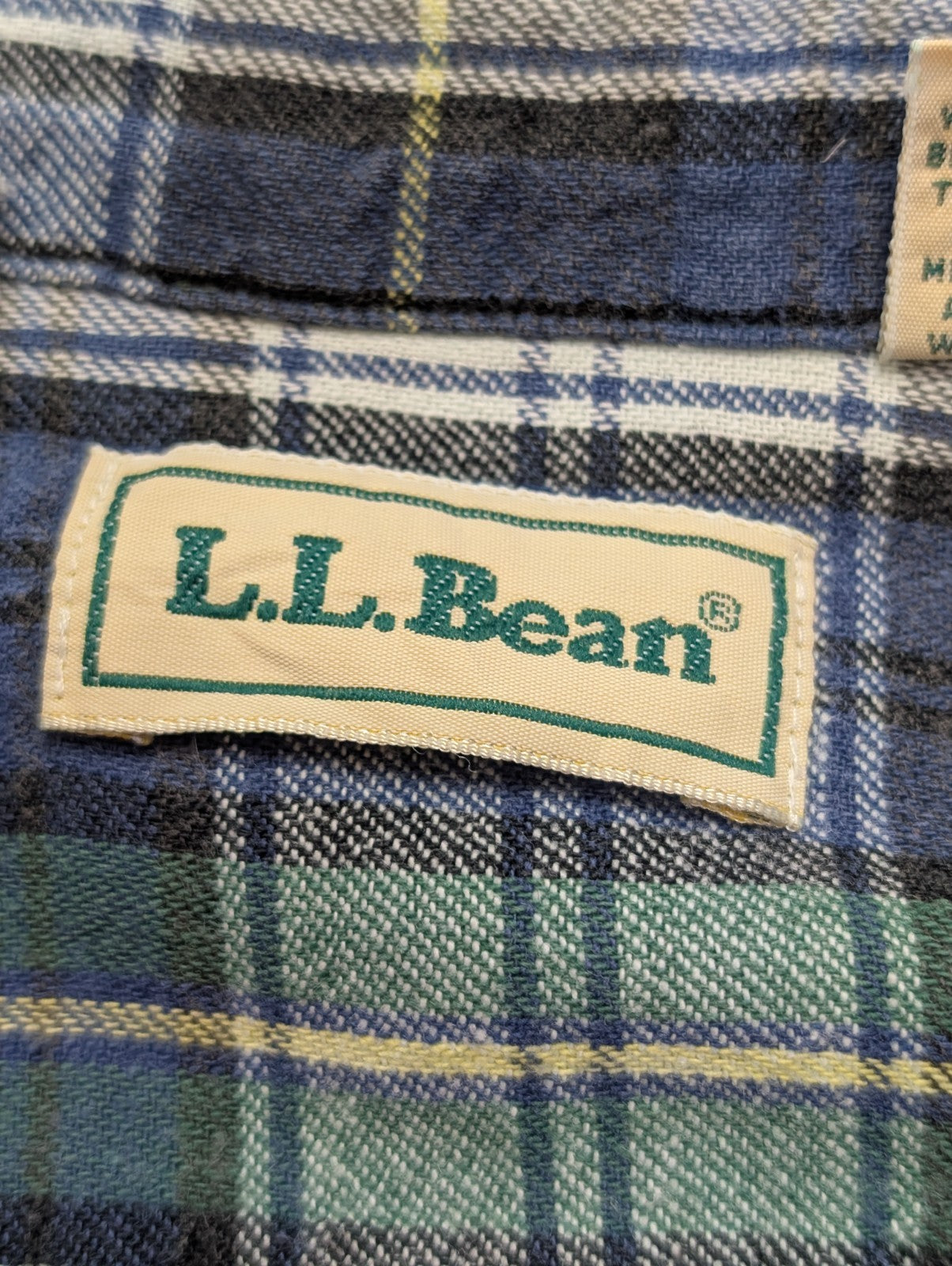 Chemise Surchemise L.L.Bean T.L Doublée Flanelle Toile/Jean Vert Vtg