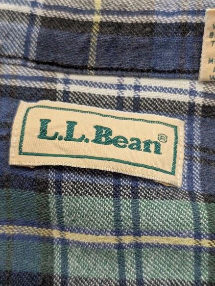 Chemise Surchemise L.L.Bean T.L Doublée Flanelle Toile/Jean Vert Vtg