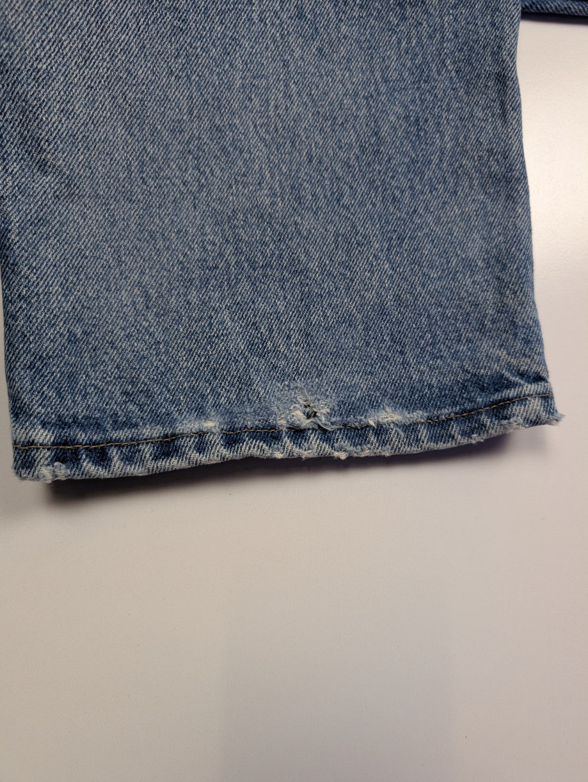 Jean Wrangler Homme Vintage Bleu Style Grunge Distressed Genou Troué W36 L31