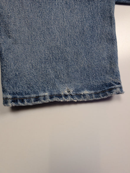 Jean Wrangler Homme Vintage Bleu Style Grunge Distressed Genou Troué W36 L31