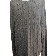 Pull POLO RALPH LAUREN Homme Gris Torsadé Cable Knit Logo Marine Taille XL XXL