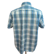 Nautica chemise manches courtes bleu vert à carreaux logo brodé taille L