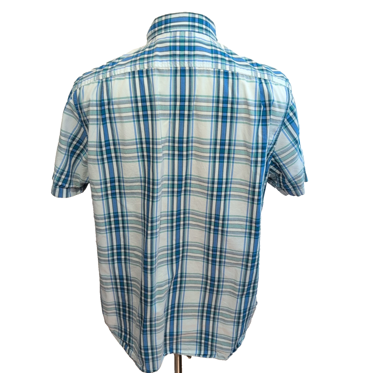 Nautica chemise manches courtes bleu vert à carreaux logo brodé taille L