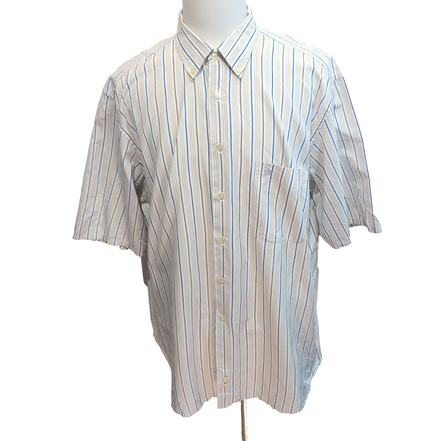 Chemise BURBERRY 100% Coton Taille 8 3XL Blanc Rayures Logo Brodé Manches courte