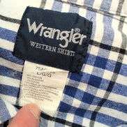 Chemise Wrangler bleu blanc carreaux tartan 2 poches rabat L