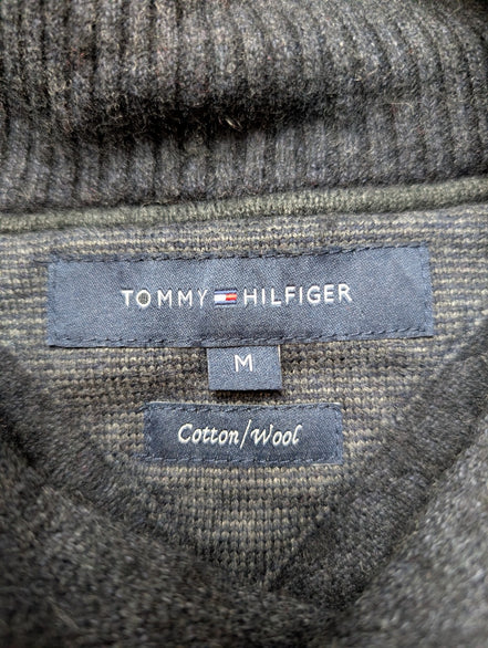 Pull Tommy Hilfiger Col Roulé Boutonné Gris Foncé - Taille S (Étiquette M)