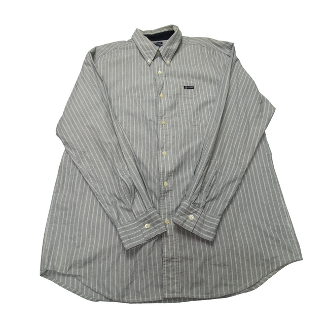 Chemise Chaps grise à rayures taille L #49e