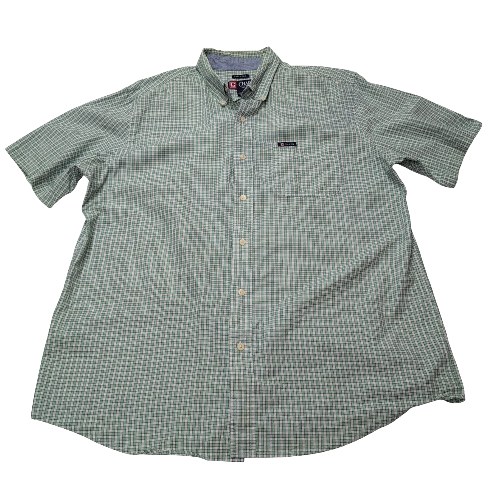 Chemise CHAPS verte à carreaux manches courtes taille XL #3e