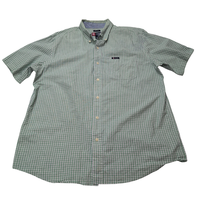 Chemise CHAPS verte à carreaux manches courtes taille XL #3e