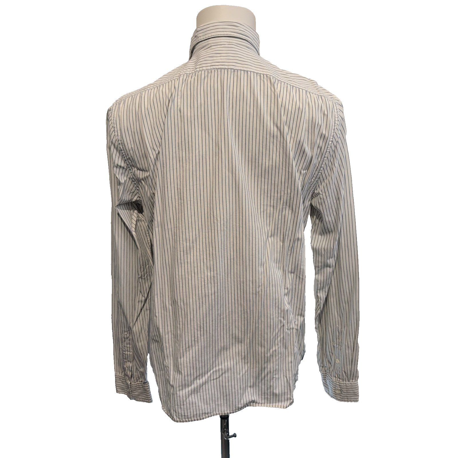 Chemise Ralph Lauren M Slim Fit Blanc Rayures Bleu Logo Drapeau USA Vintage