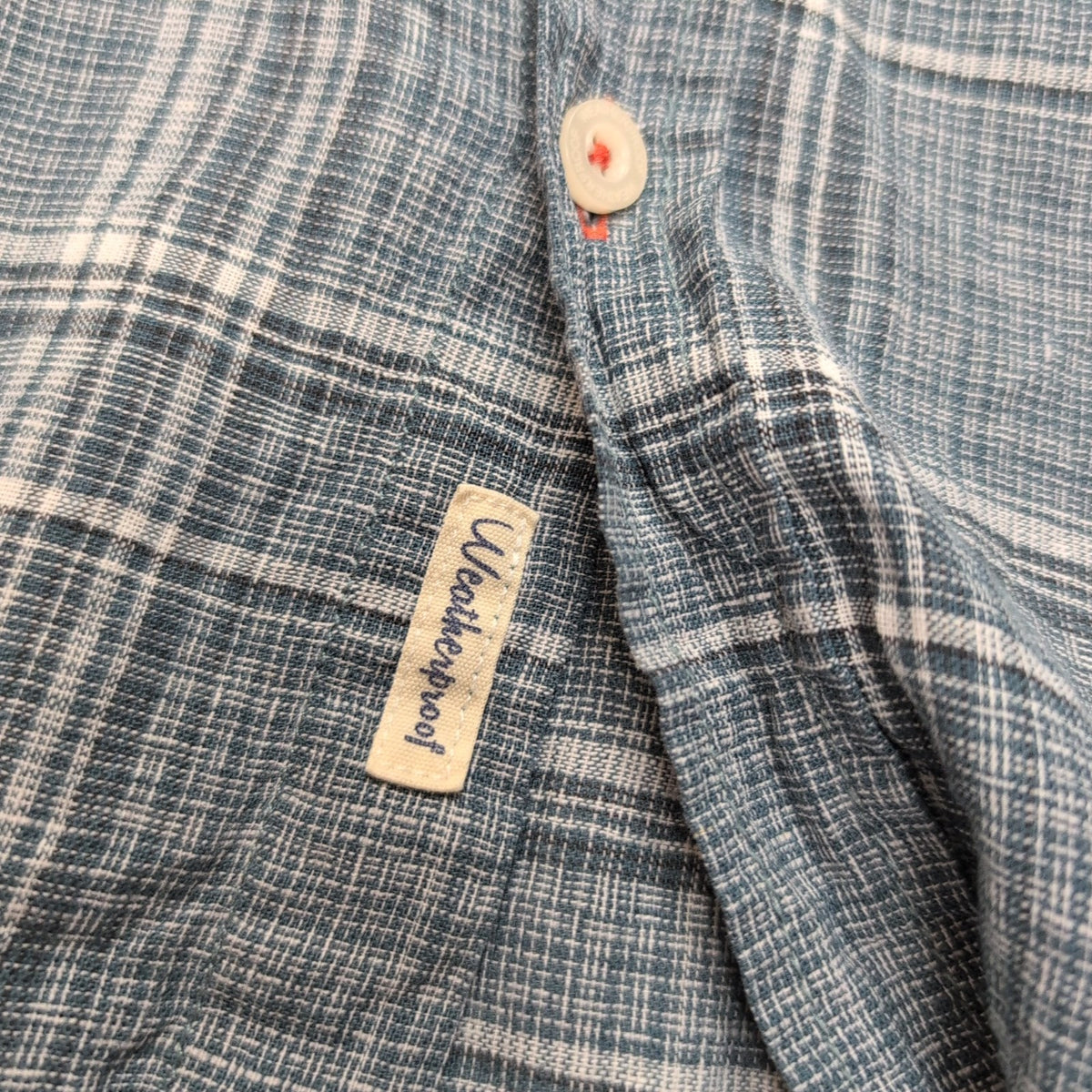 Chemise Weatherproof Vintage XL Carreaux Bleu Vert Lin Coton manches courtes