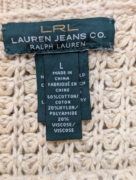 Pull Ralph Lauren (Lauren) Femme L Grosse Maille Style Cape Crème Vintage 🏷️