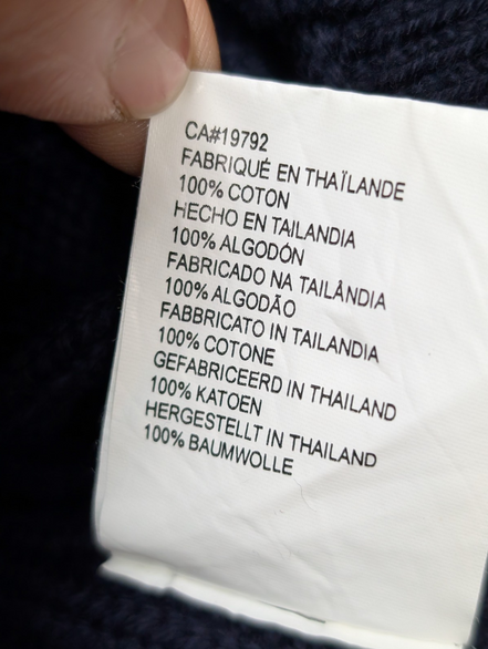 Pull Timberland Col Rond Bleu Marine 100% Coton Taille L Logo Brodé