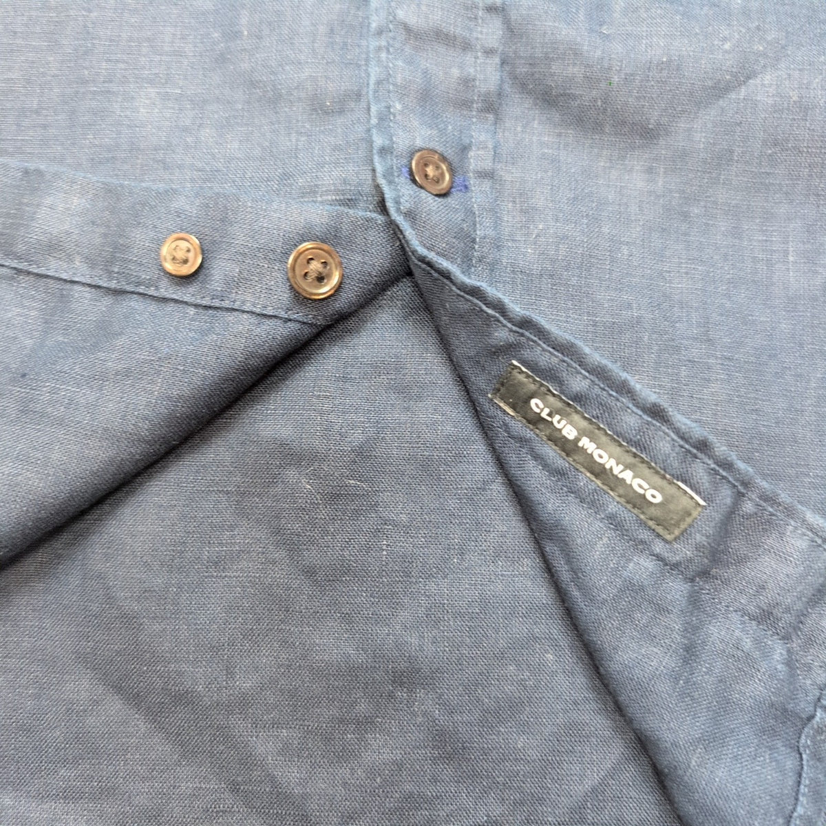Chemise Club Monaco 100% Lin Bleu Marine Slim Fit Manches Longues Taille S
