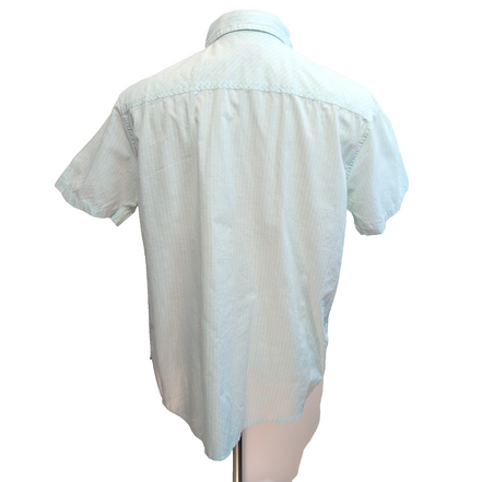 Chemise Patagonia L vert pâle rayures coton bio manches courtes
