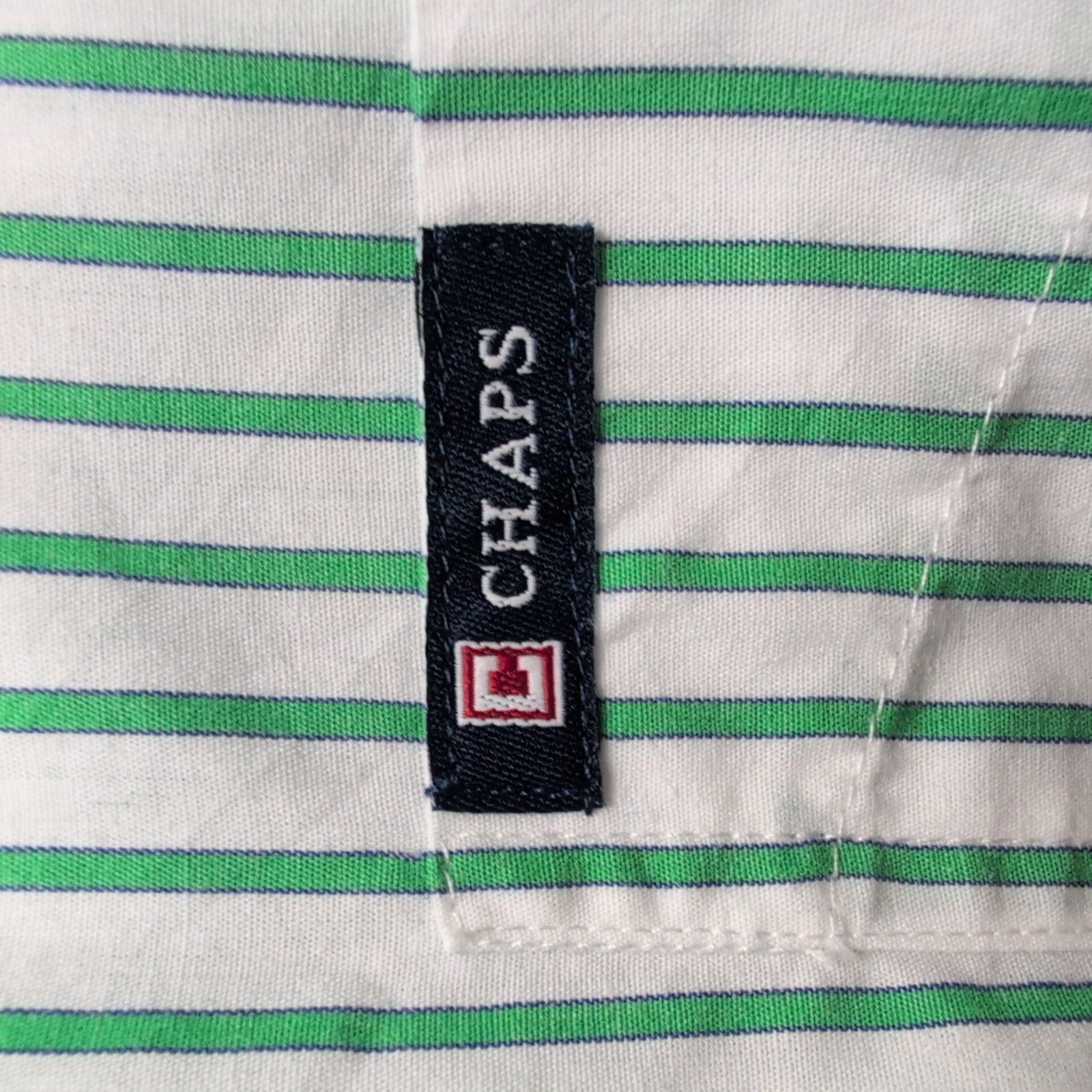 Chemise CHAPS blanche à rayures vertes taille L #77e