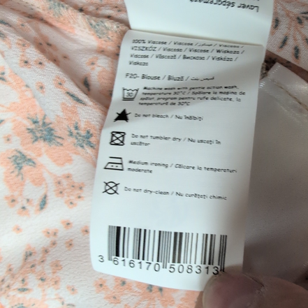 Haut Camaïeu Femme M Saumon Fleuri 100% Viscose Neuf