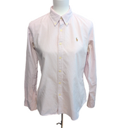 Chemise Ralph Lauren Femme M/L Slim Fit Rose Rayures Oxford 100% Coton