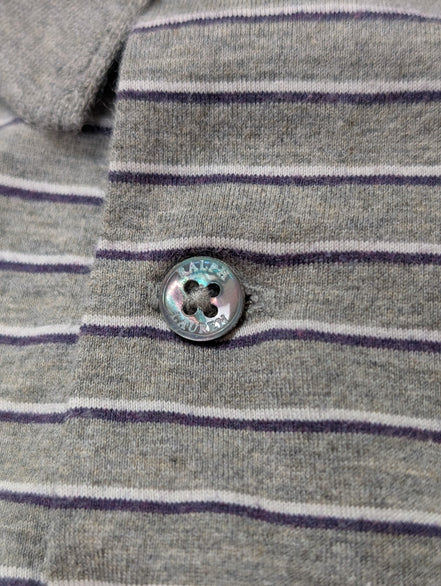 Polo manches courtes Polo Ralph Lauren L gris rayures Pima Lisle logo bas