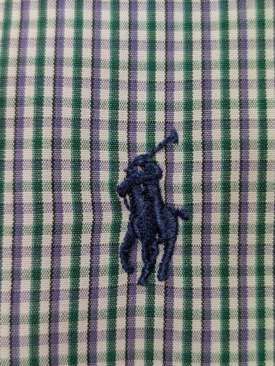 Chemise Ralph Lauren vert violet à petits carreaux taille L #2815