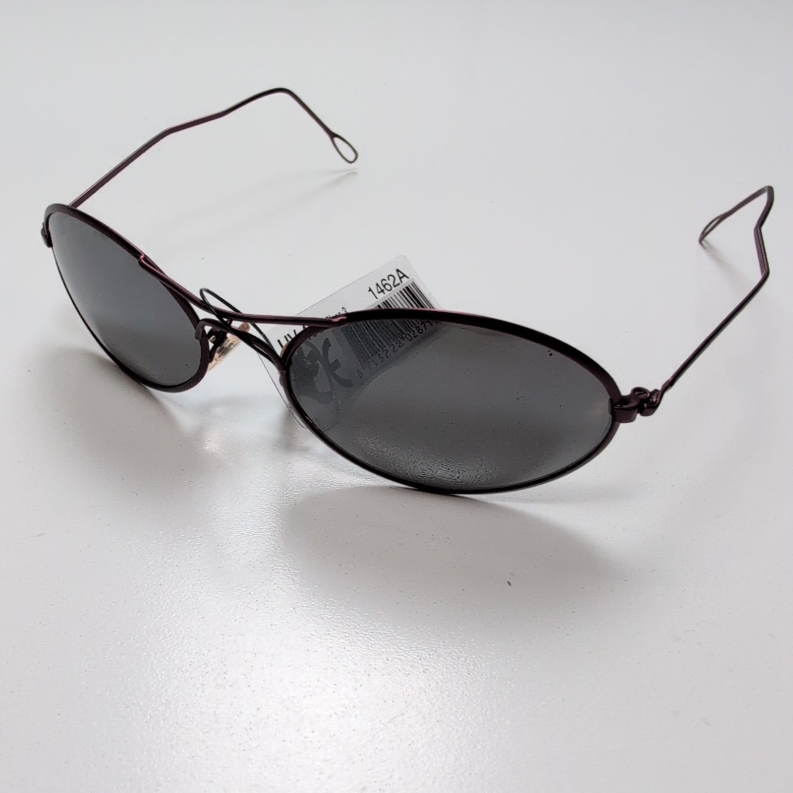Lunettes de soleil Y2K Branche ultra fine Métal Bordeaux Satiné Ovale