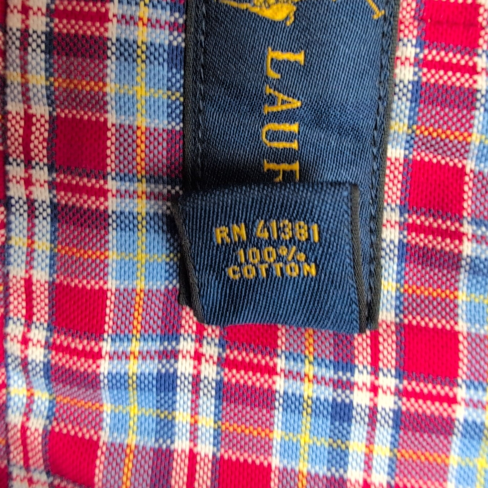 Chemise Ralph Lauren M Rouge Bleu Carreaux Shirt Button Down Coton Logo Marine