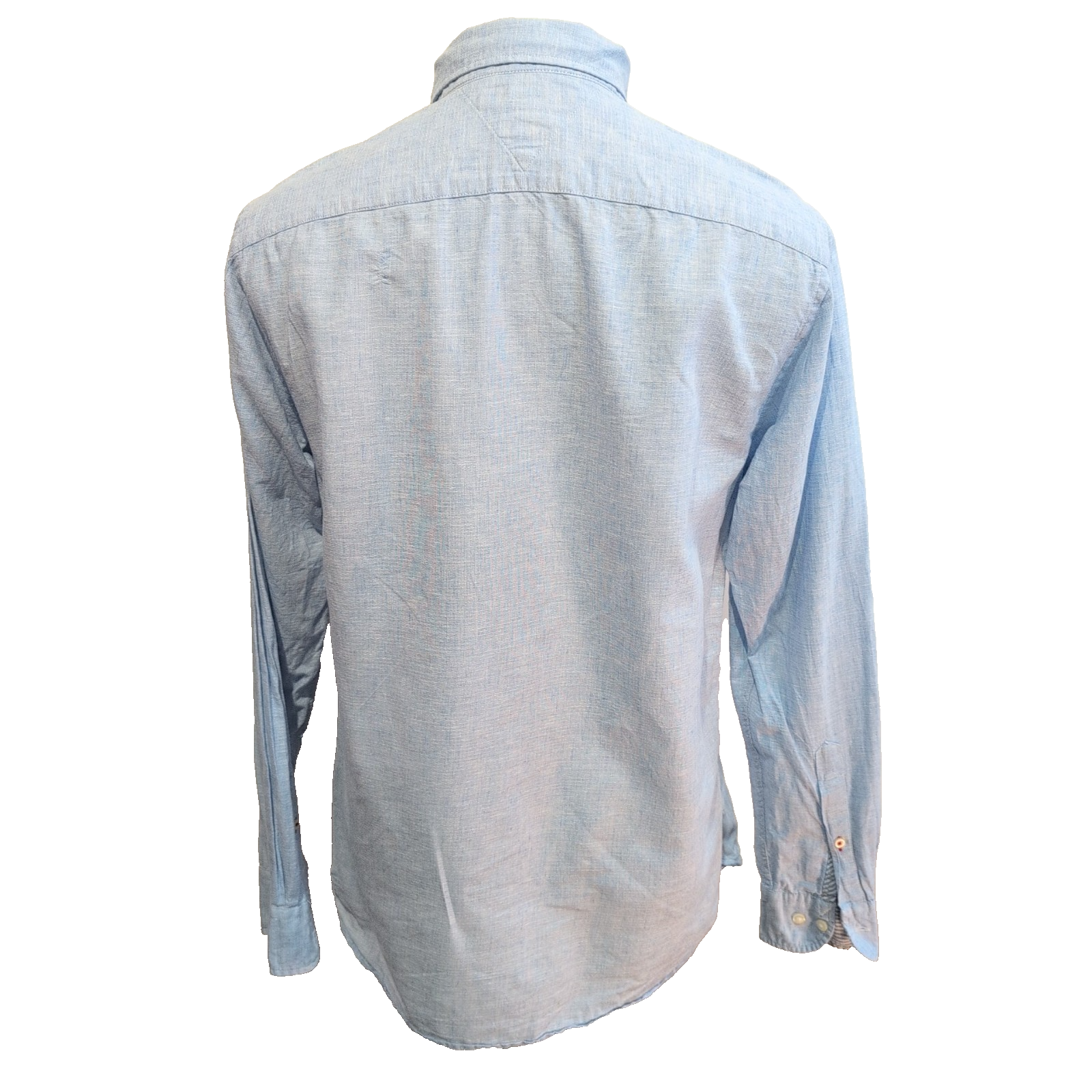 Chemise Tommy Hilfiger Homme Taille S Bleu Clair Lin Coton Logo Brodé