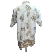 Chemise Hawaïenne Gotcha Sport XL 100% Coton Blanc Feuillage Boutons Bois