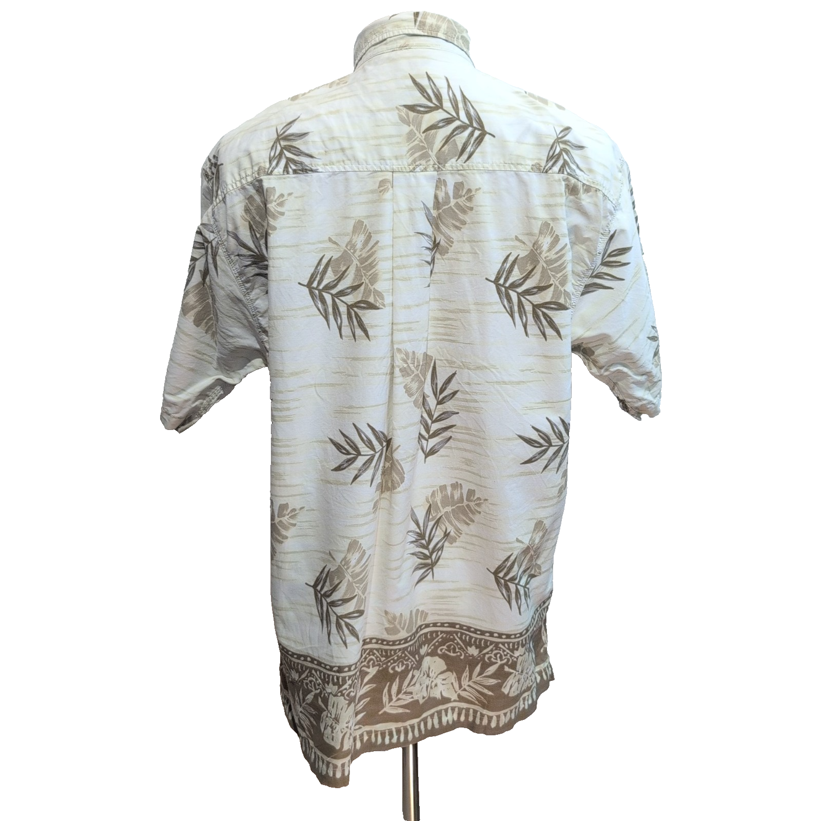 Chemise Hawaïenne Gotcha Sport XL 100% Coton Blanc Feuillage Boutons Bois