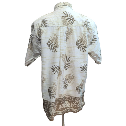 Chemise Hawaïenne Gotcha Sport XL 100% Coton Blanc Feuillage Boutons Bois