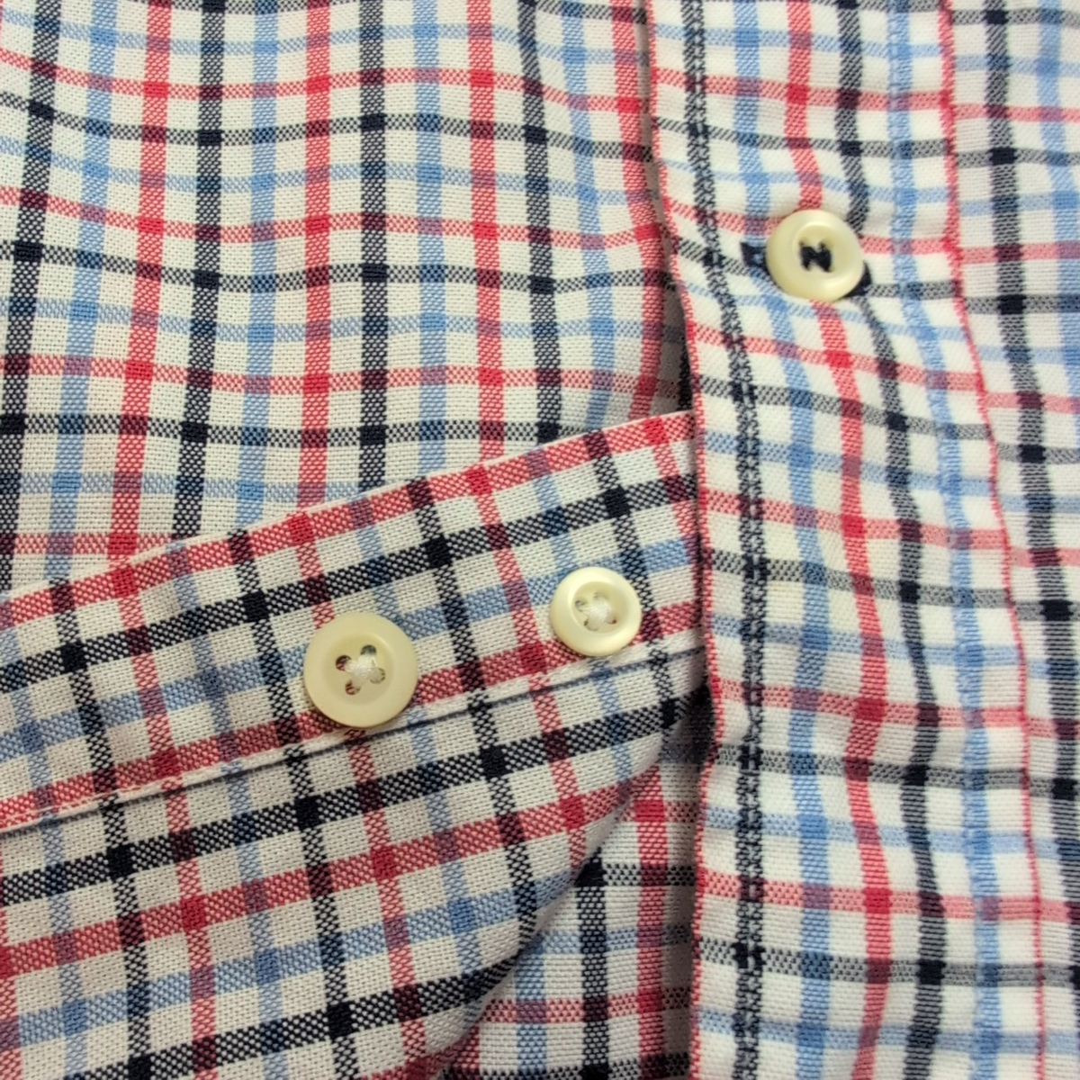 Chemise Nautica S carreaux bleu blanc rouge manches courtes logo rouge